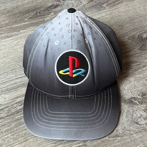Vintage Sony PlayStation Snapback Hat Grey Black Gradient Button‎ Symbols Cap
